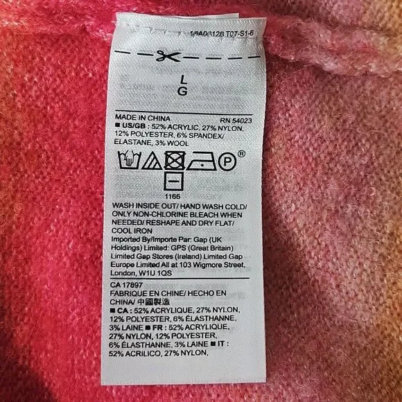 Gap Sweater L Multicolor Striped‎ Wool Blend Pullover Tunic Long Sleeve Preppy - Picture 8 of 12